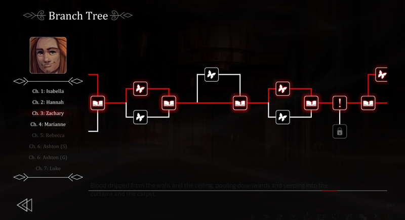 This is a screenshot taken from the store page. Zachary’s Branch Tree. You can track the choices you make or didn’t make as you progress through the game.
